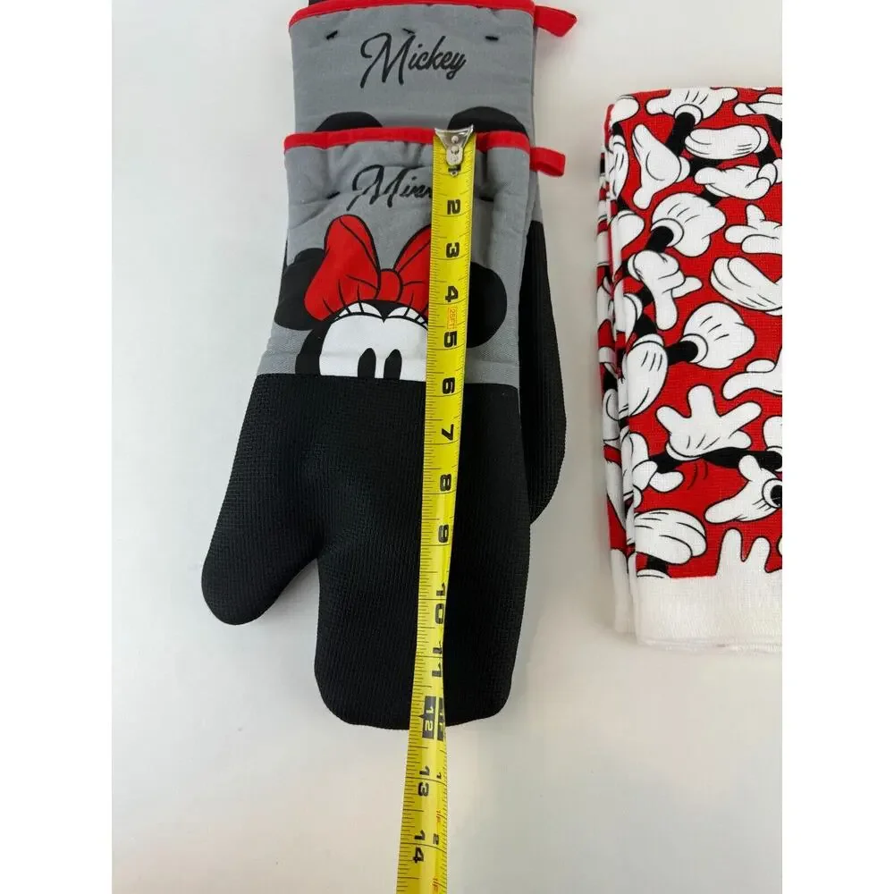 Lot Disney 1 set Mickey Minnie Oven Mitts 1 set Mickey Mouse Dishtowels NEW